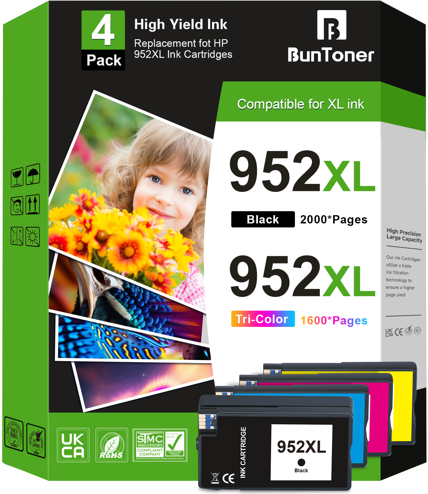 952 Ink Cartridges Compatible for HP 952XL Ink Cartridges Combo Pack (Black,Cyan, Magenta,Yellow 4-Pack)