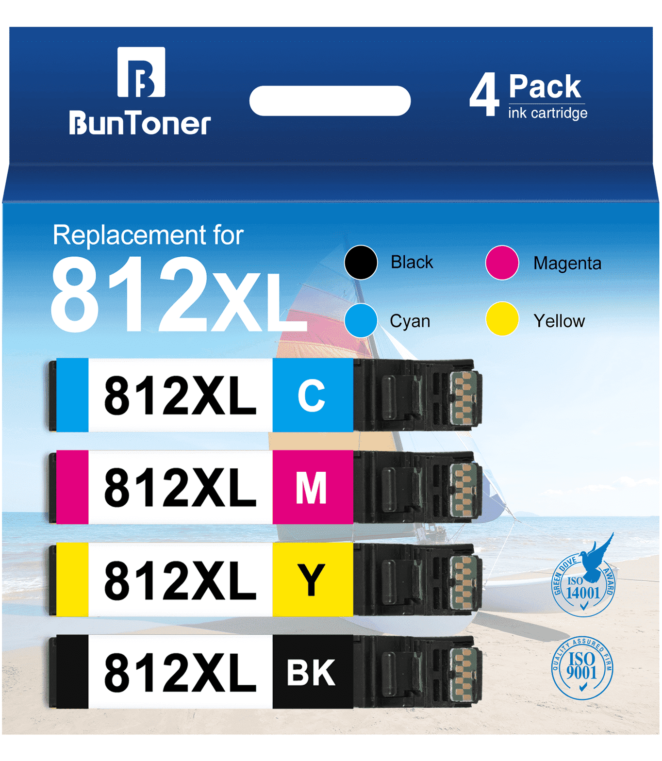 812XL Ink Cartridges Compatible for Epson 812 Ink Cartridges for Epson 812xl Printer ink for Epson Workforce Pro WF-7820 WF-7840 EC-C7000 Printer (Black, Cyan, Magenta, Yellow)