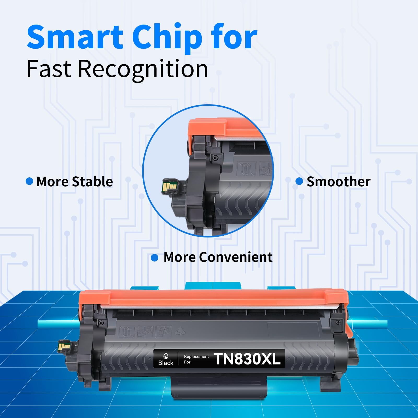 mycartridge TN830 Toner Cartridges come with smart chip