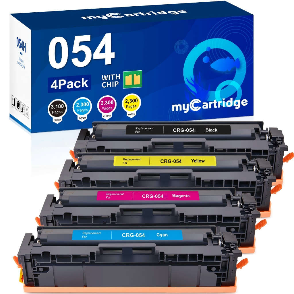 myCartridge Compatible Canon 054 Toner Cartridges 4-Pack (Black, Cyan, Yellow, Magenta) | imageCLASS MF644Cdw MF642Cdw LBP622Cdw LBP623Cdw | Black 1,500 / Color 1,200 Pages