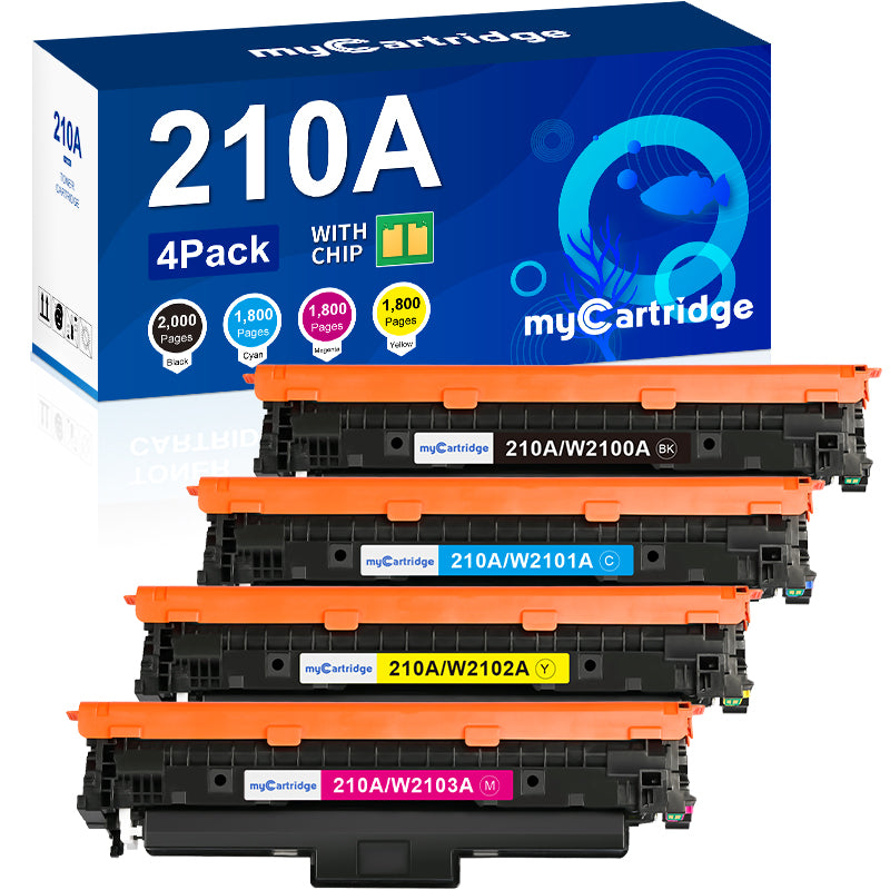 HP 210A Compatible Toner Cartridge With Chip(4 Pack:Black, Cyan, Magenta, Yellow)