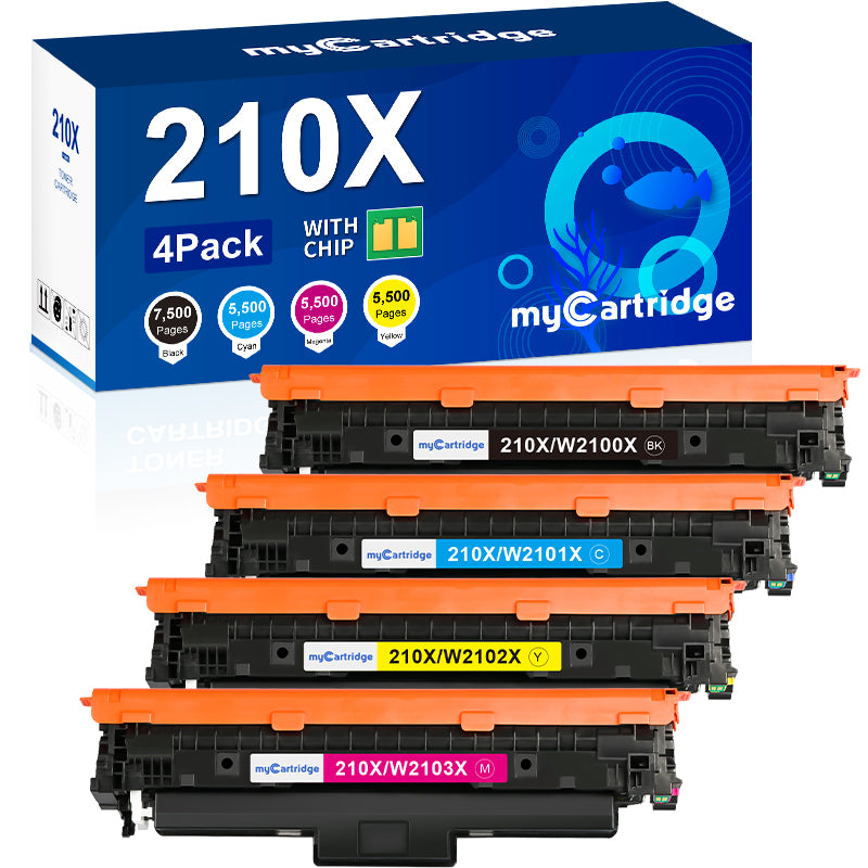 HP 210X Compatible Toner Cartridge With Chip(4 Pack:Black, Cyan, Magenta, Yellow)
