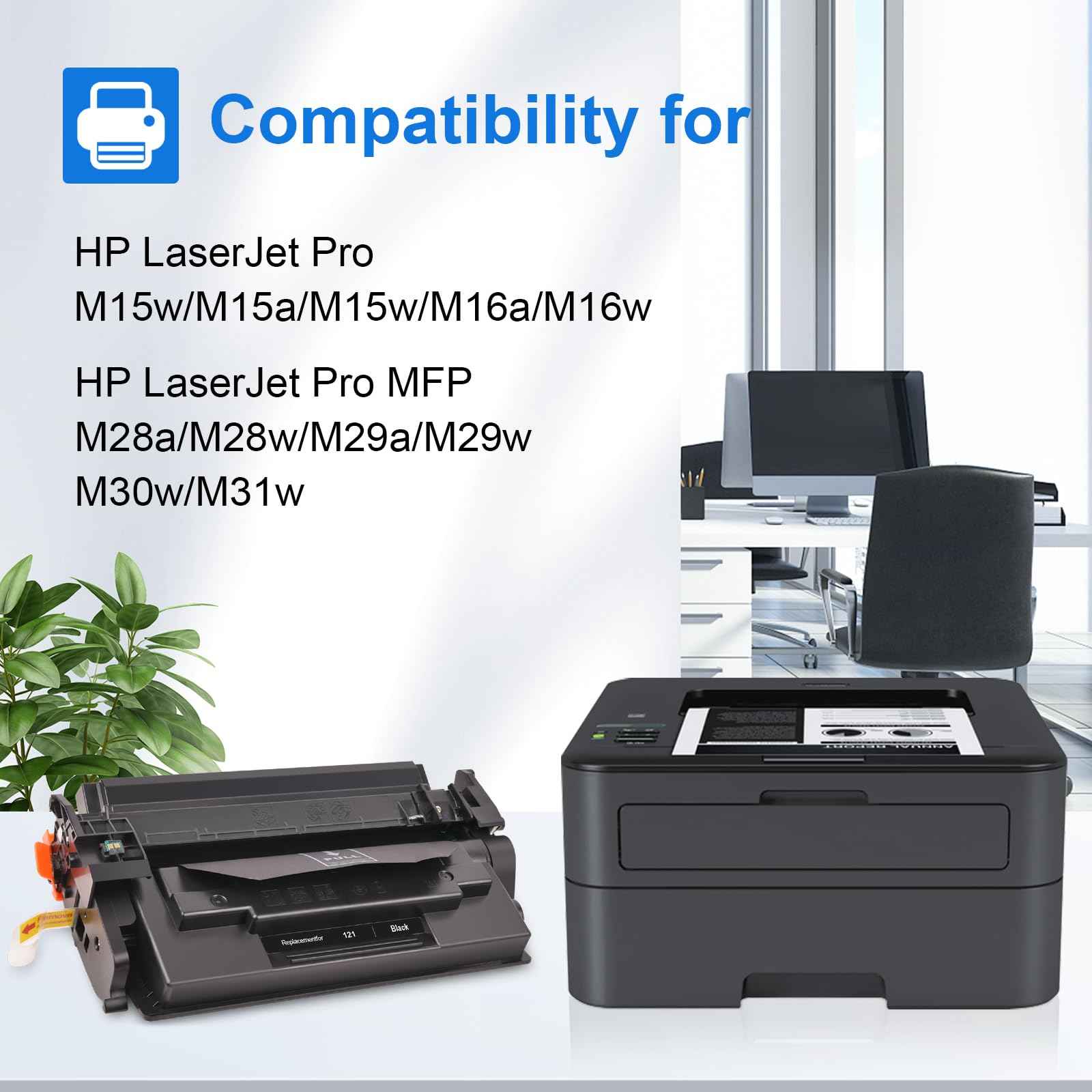 48A Toner Cartridge Compatible for HP 48A CF248A for Laserjet Pro M15w M15a M16w M16a MFP M29w M29a M28w M28a Printer (4 Black)