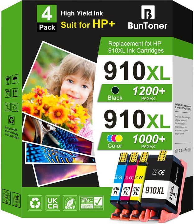 910XL 910 XL Ink Cartridge Compatible for HP 910XL 910 Combo Pack for HP OfficeJet 8010e 8012e 8014e 8015 8015e 8010 8018 8022 8022e Pro 8020 8020e 8024e 8025 8025e Printer (4-Pack)