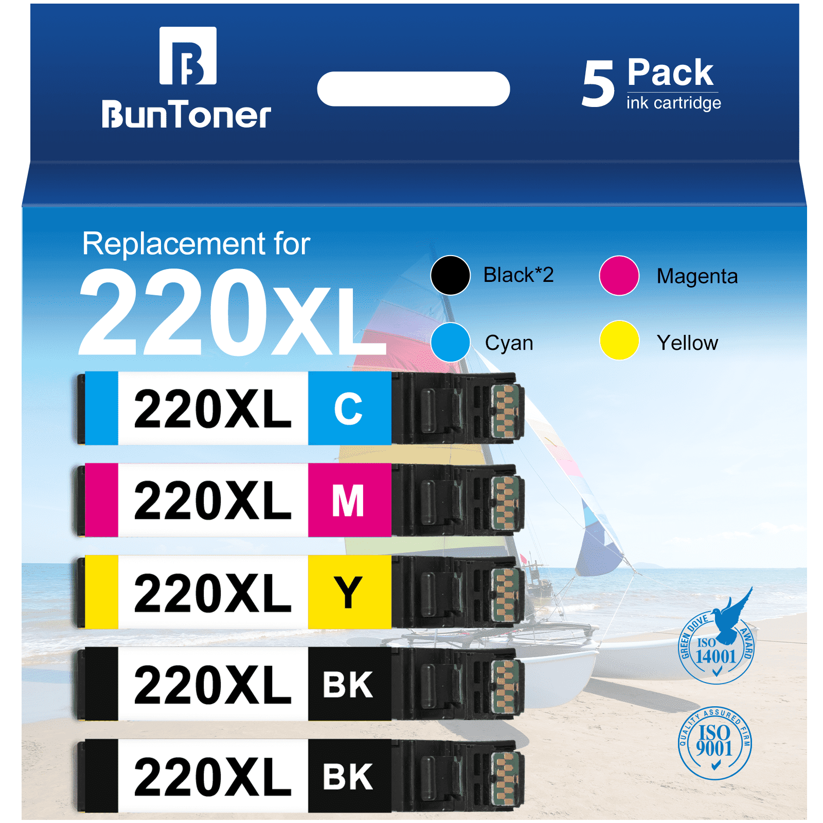 220XL Ink Cartridges Compatible for Epson 220 XL 220XL T220XL Ink Cartridges for Printers Epson WF-2760 WF-2750 WF-2630 WF-2650 WF-2660 XP-320 XP-420 XP-424 (2 Black, 1 Cyan, 1 Magenta, 1 Yellow)