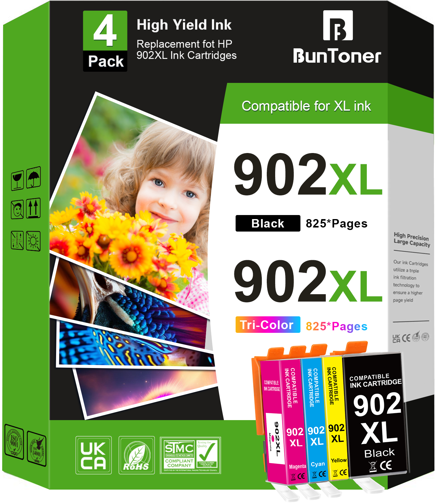 902 Ink Cartridge Compatible for HP 902XL Ink Cartridges Combo Pack for 902 902xl HP Ink (4 Pack)