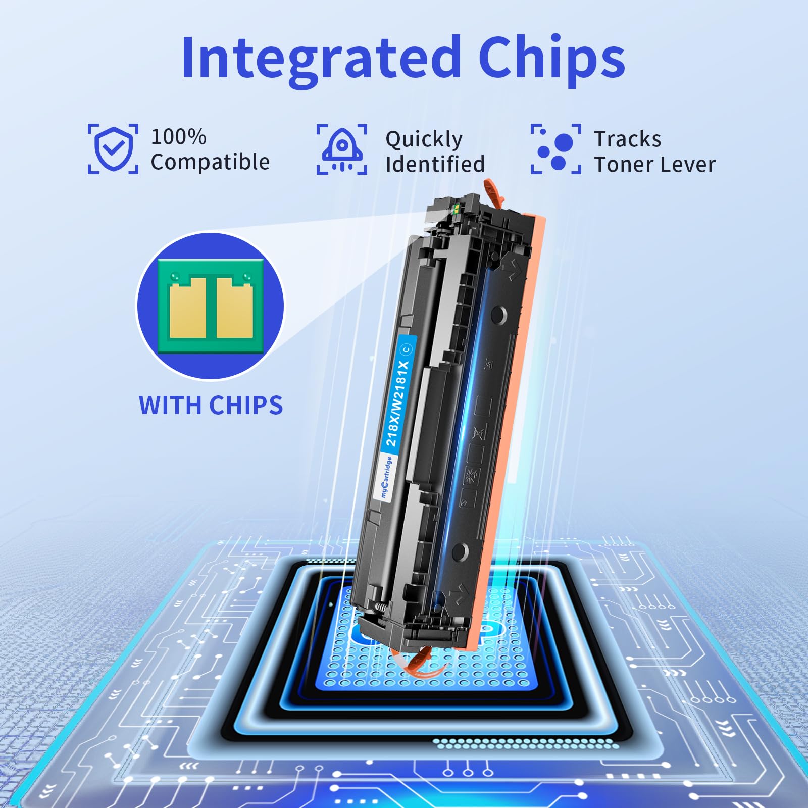 myCartridge Compatible HP 218X Toner Cartridges With Chip 4-Pack (Black, Cyan, Yellow, Magenta) | Color LaserJet Pro 3201dw · MFP 3301fdw · 3301cdw · 3301sdw | 3200 Pages High Yield