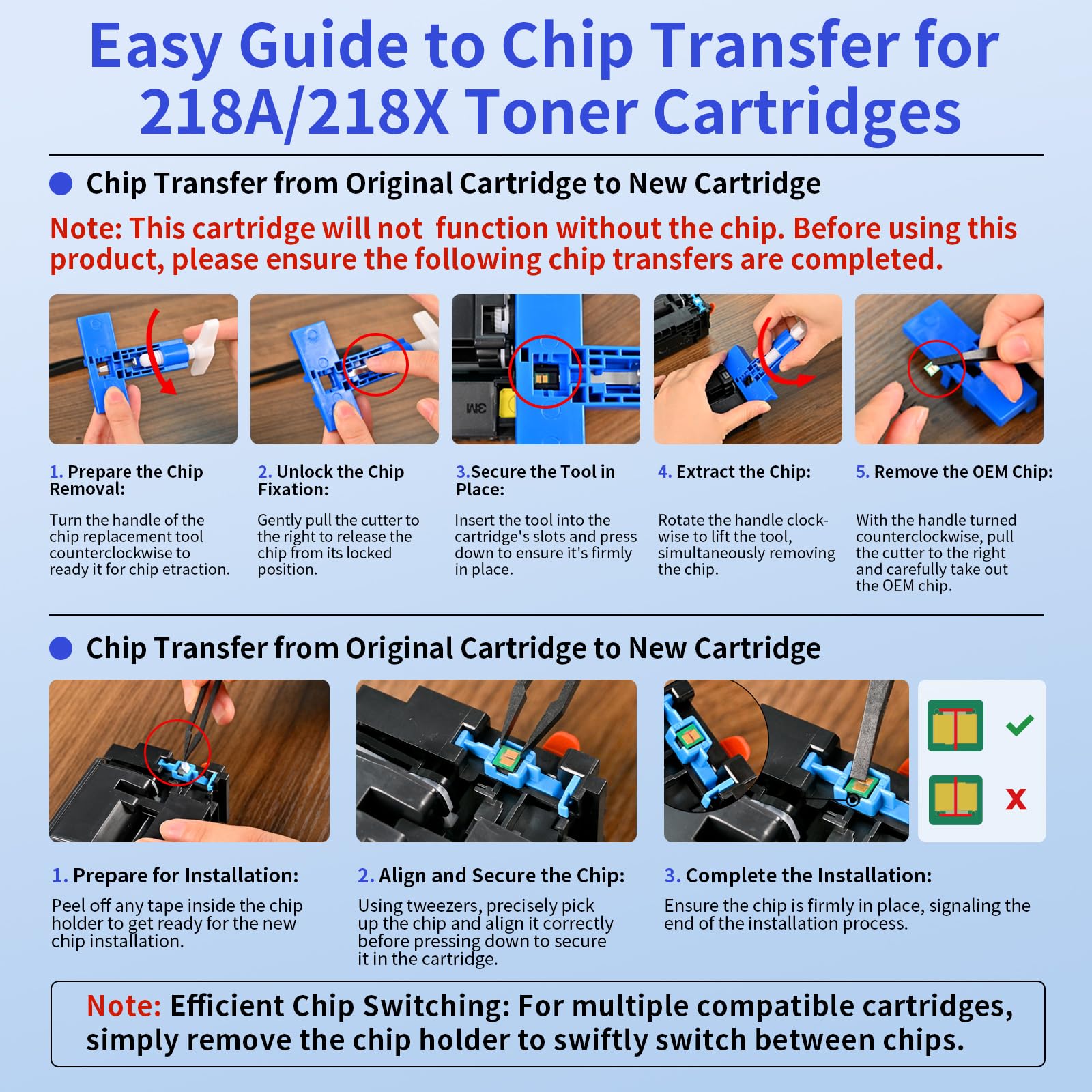 218X Toner Cartridges 4 Pack Compatible Replacement High Yield (No Chip)