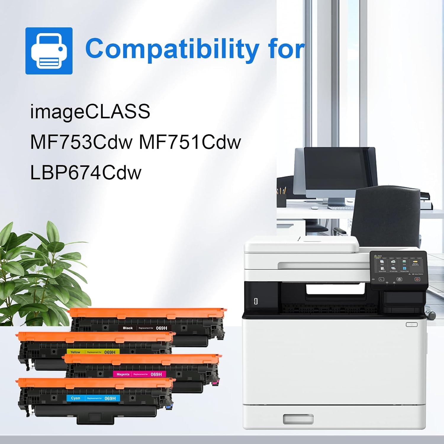 Canon 069H Compatible Toner Cartridge With Chip(4 Pack:Black,Cyan, Magenta,Yellow)