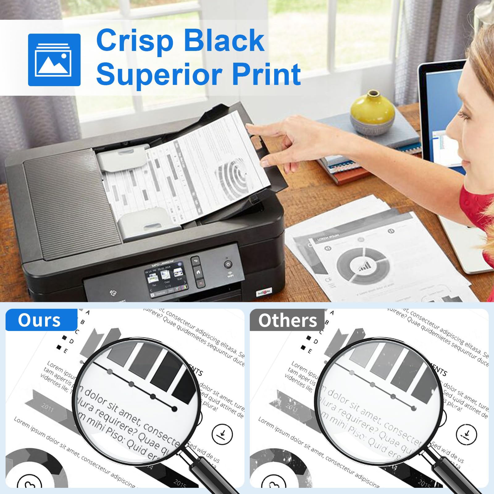 myCartridge Compatible Brother TN760 Toner Cartridges crisp black is superior print