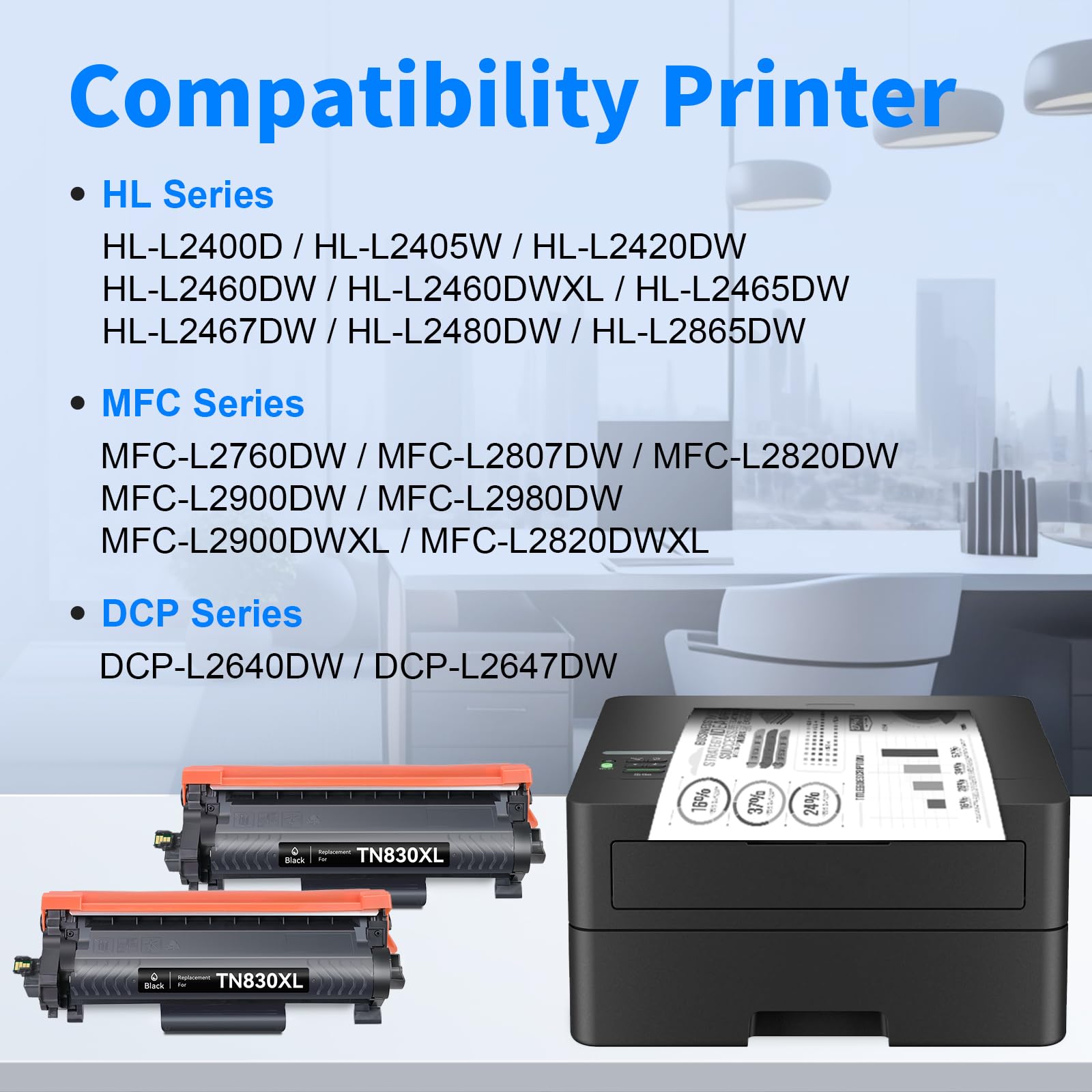 mycartridge TN830 Toner Cartridges Compatible 2pk compatible printers
