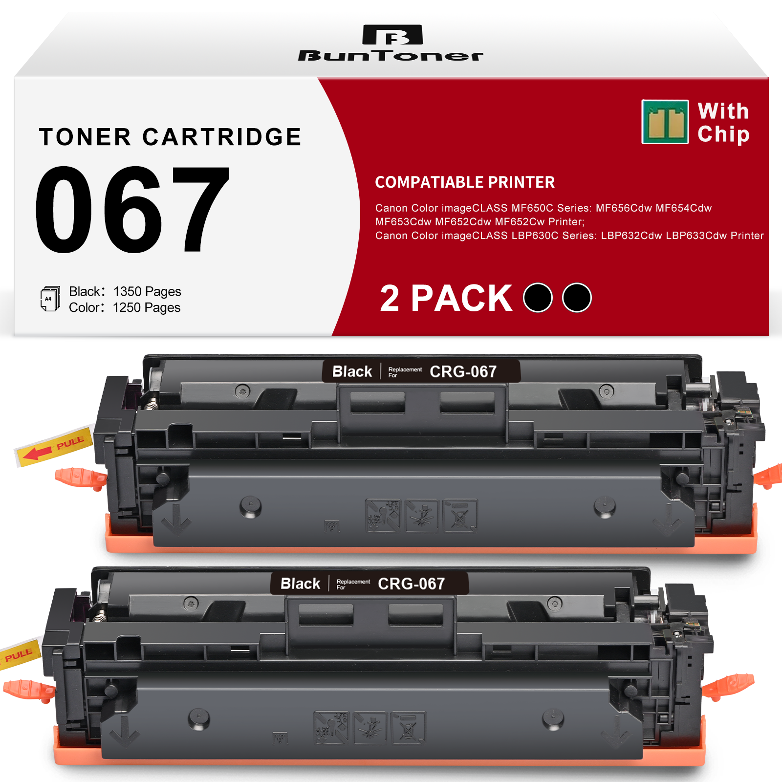 067 Black Toner Cartridge High Capacity Compatible with LBP633Cdw, LBP632Cdw, MF652Cdw, MF653Cdw, MF654Cdw, MF656Cdw