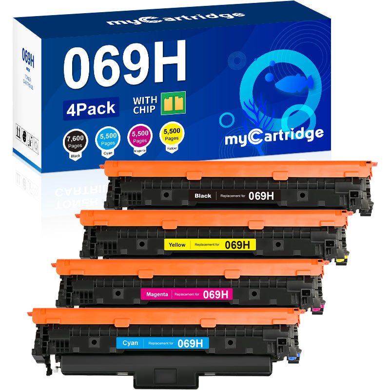 Canon 069H Compatible Toner Cartridge With Chip（4 Pack：Black,Cyan, Magenta,Yellow）