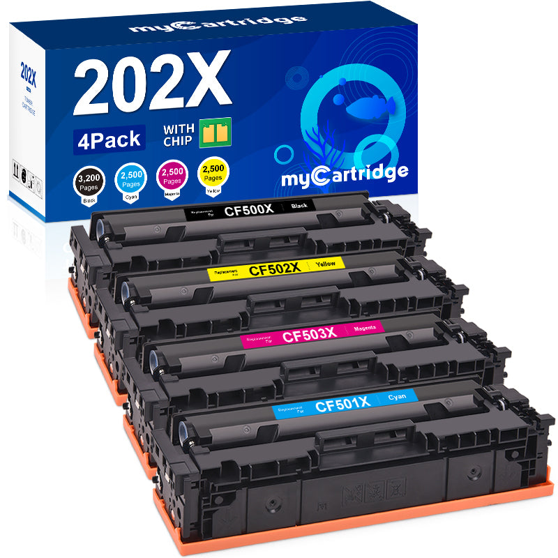 Compatible HP 202X Toner Cartridge With Chip（4 Pack：Black,Cyan, Magenta,Yellow）
