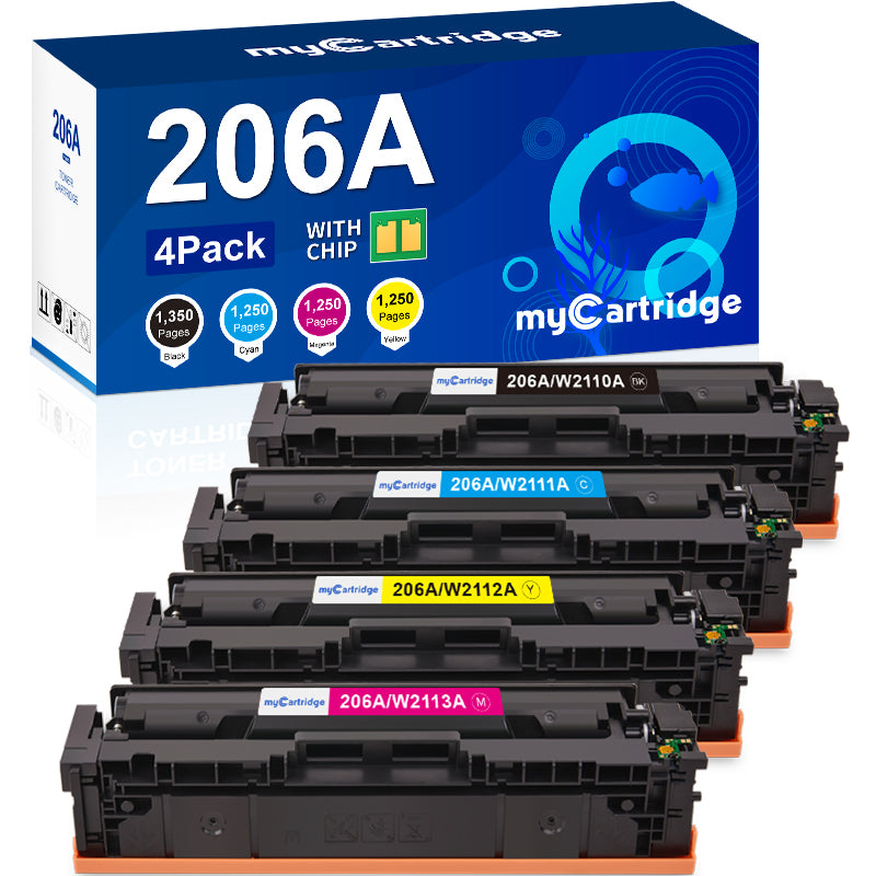 HP 206A Compatible Toner Cartridge With Chip（4Pack：Black,Cyan, Magenta,Yellow）