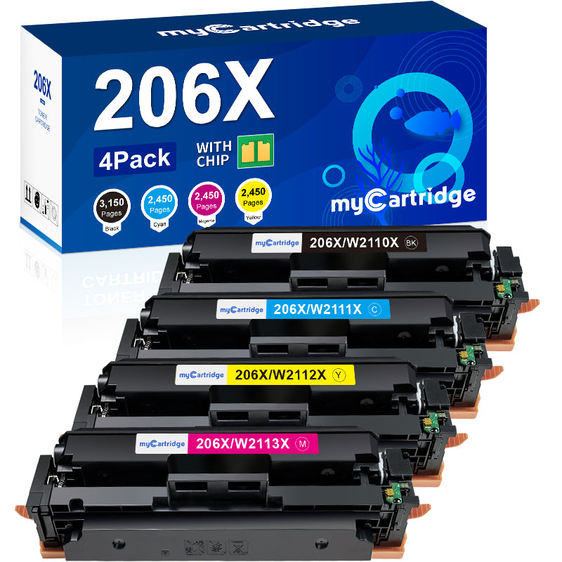 HP 206X Compatible Toner Cartridge（4Pack：Black,Cyan, Magenta,Yellow）