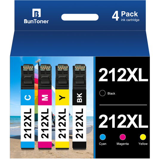 212XL Ink Cartridges Replacement for Epson Ink 212 XL for Epson Printers Workforce WF-2850 WF-2830 Expression Home XP-4100 XP-4105 (Black Cyan Magenta Yellow, 4-Pack)