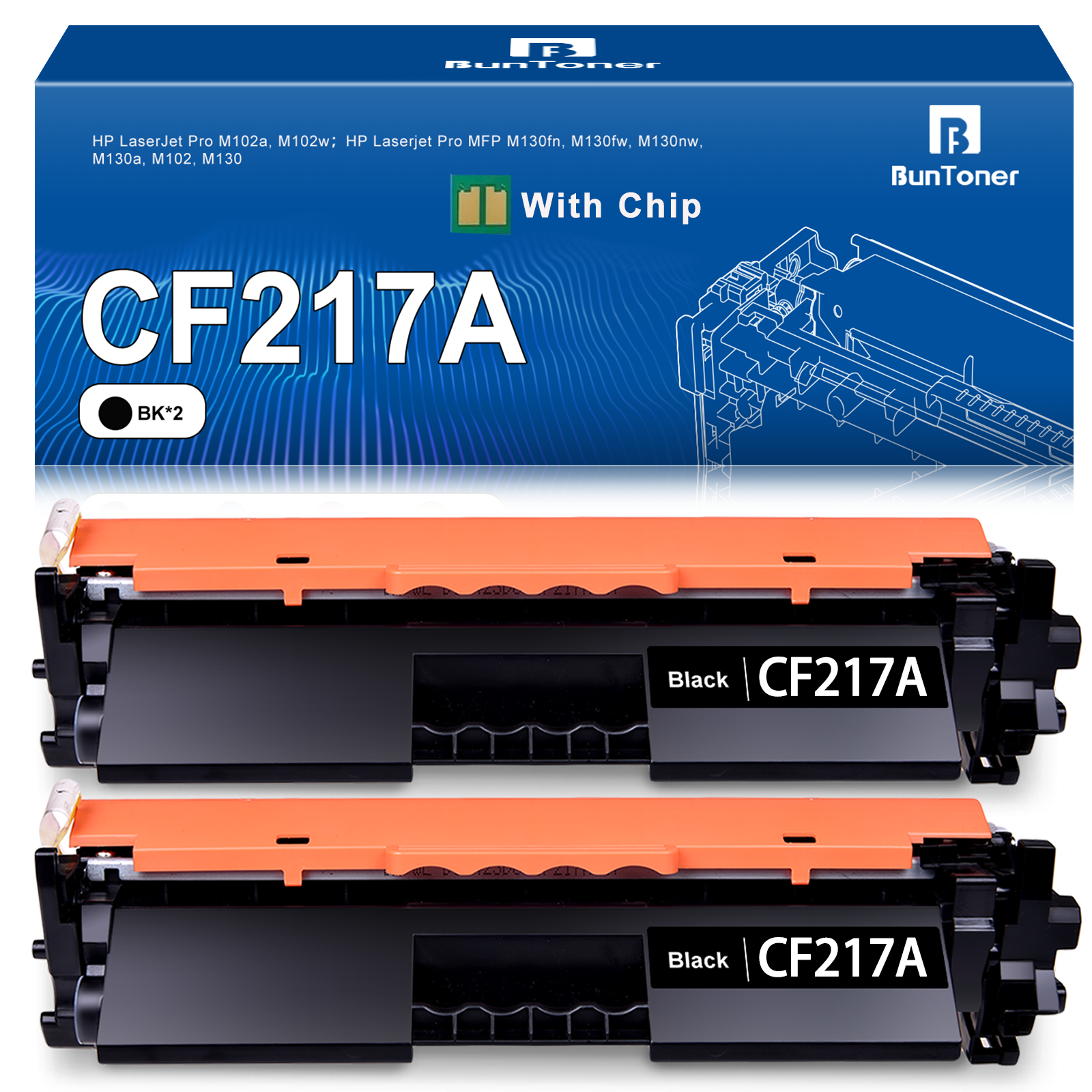 HP CF217A Compatible toner cartridge（2 Black)