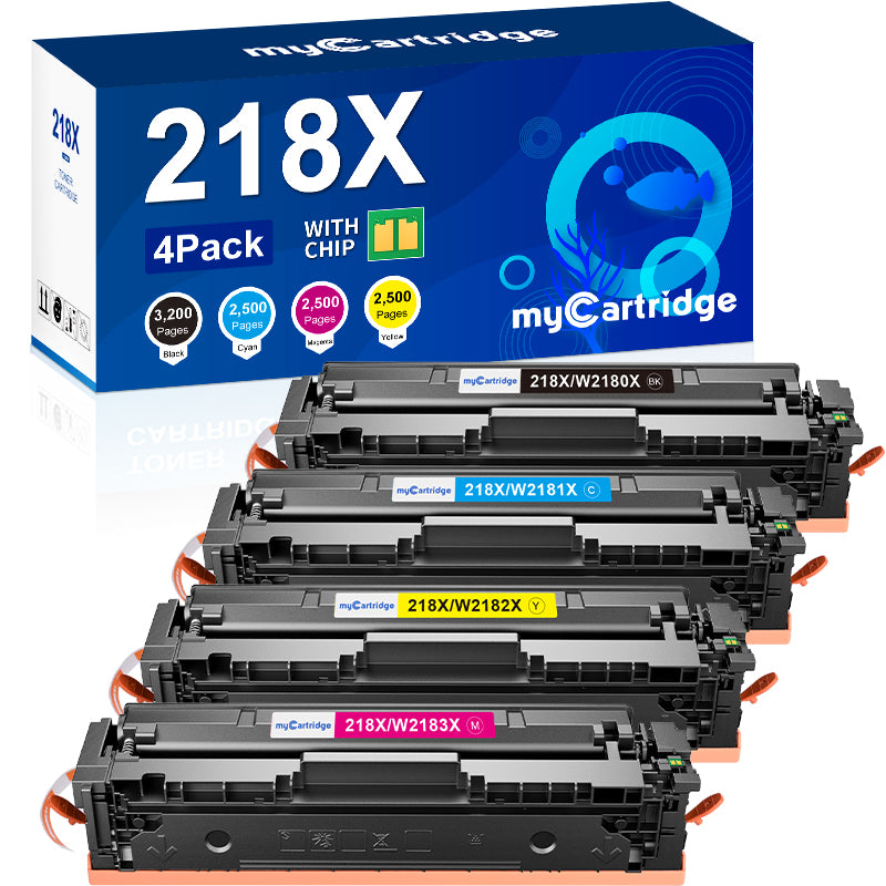 HP 218X Toner Compatible Toner Cartridge （4Pack：Black, Cyan, Magenta, Yellow)With Chip