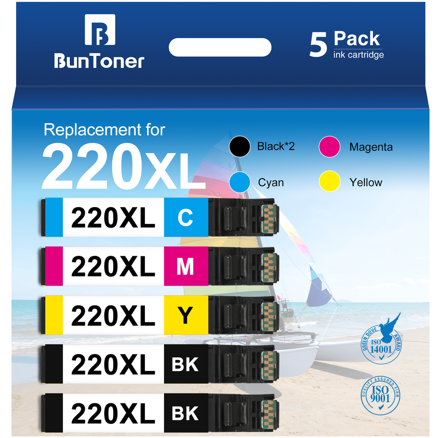 220XL Ink Cartridges for Epson 220 XL 220XL T220XL Ink Cartridges for Printers Epson WF-2760 WF-2750 WF-2630 WF-2650 WF-2660 XP-320 XP-420 XP-424 (2 Black, 1 Cyan, 1 Magenta, 1 Yellow)