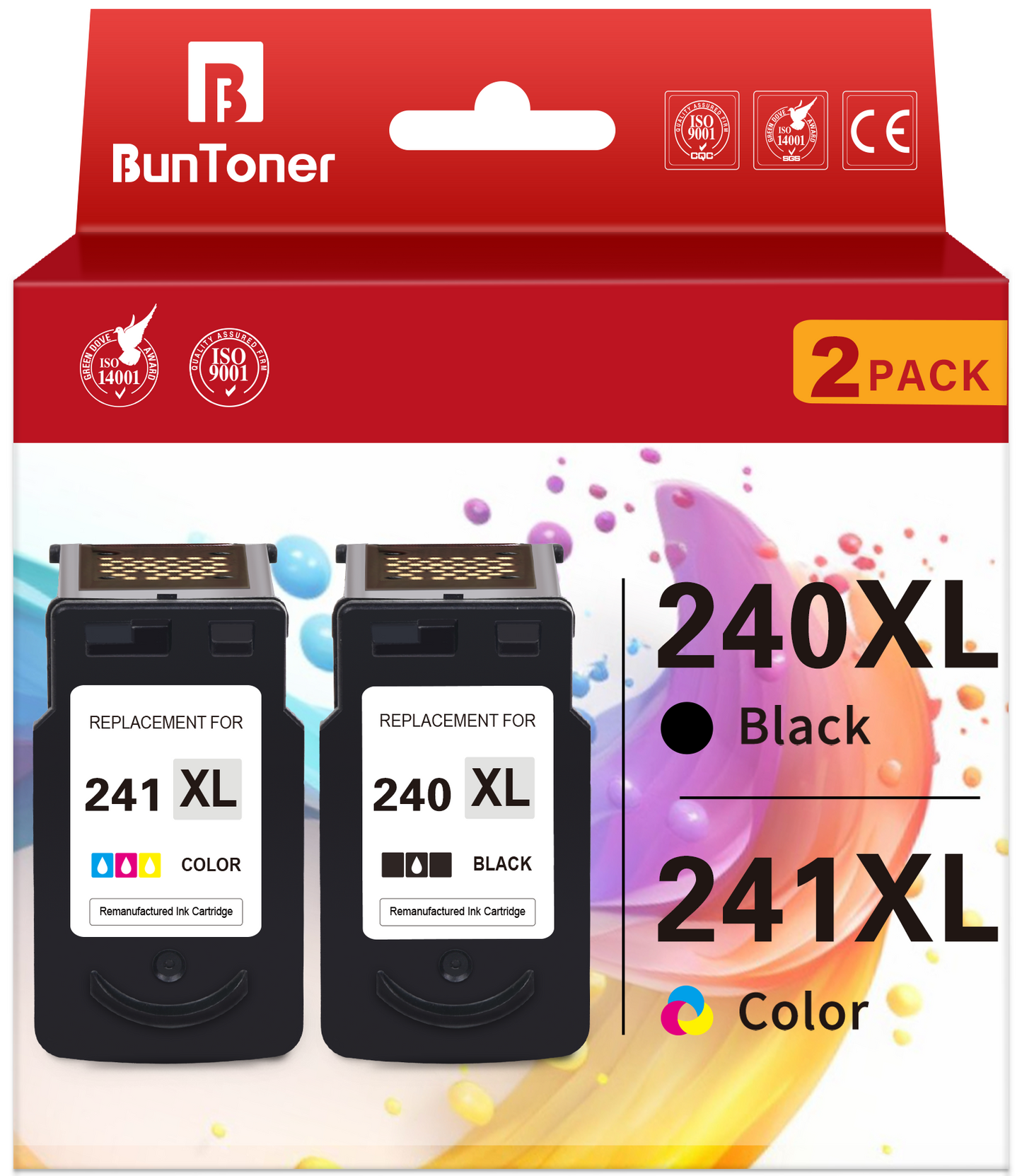 240XL Ink Cartridges for Canon 240XL and 241XL for Canon Ink 240 and 241 for Pixma MG3620 MG3520 MG3220 MX472 MX452 Printer (Black, Tri-color)