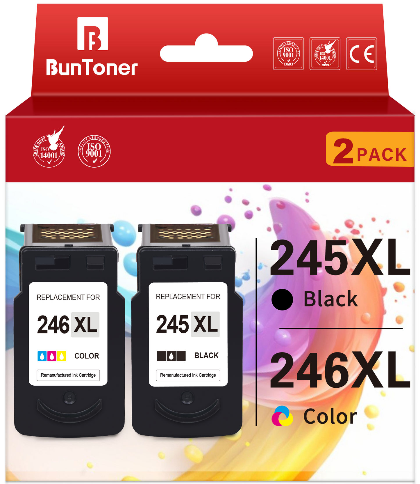 245XL Ink Cartridge for Canon Ink 245 and 246 XL Canon 243 244 245XL 246XL Combo Pack for Pixma MG2522 MX492 MX490 TS3120 TR4520 Printer (Black, Tri-Color)