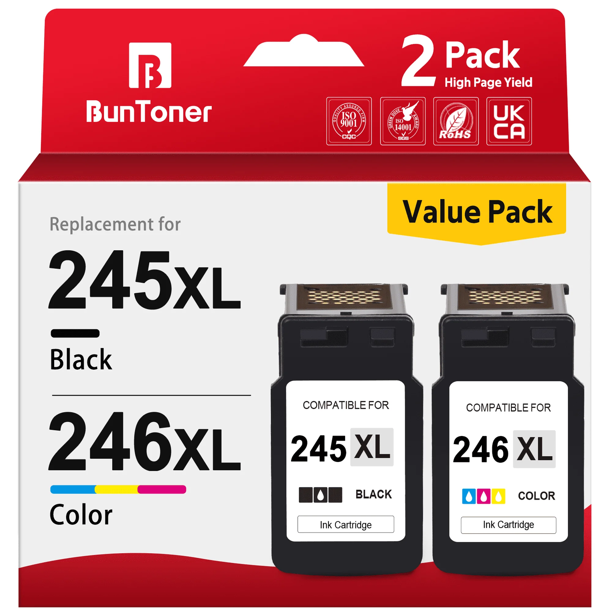 245xl 246xl Combo Pack for Canon Ink 245 and 246 for Pixma MG2522 2520 MX490 TS3322 TR4522 TR4520 Printer