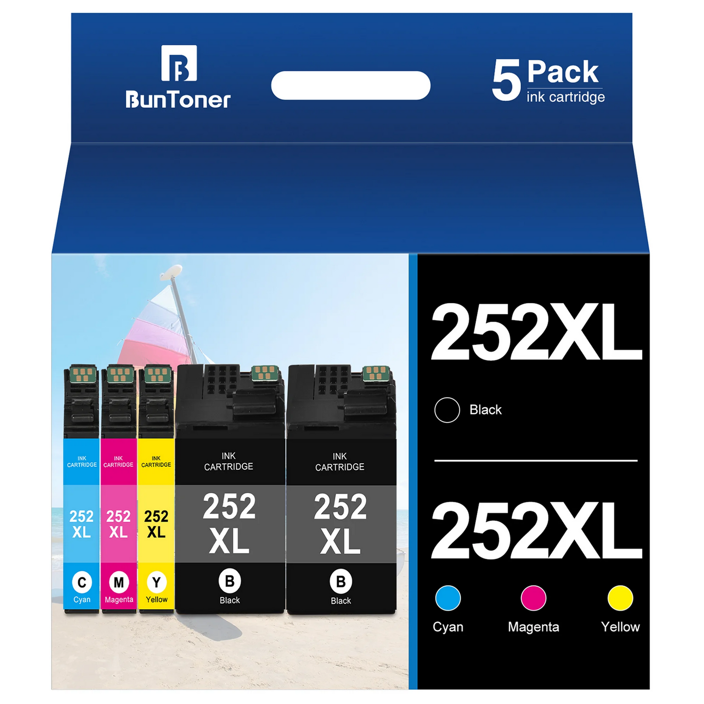 252XL Ink Cartridges for Epson 252 XL 252XL T252XL Ink Cartridge Combo Pack for Printers Epson Workforce WF-7110 WF-7710 WF-7720 WF-3640 WF-3620 (2 Black, 1 Cyan, 1 Magenta, 1 Yellow)