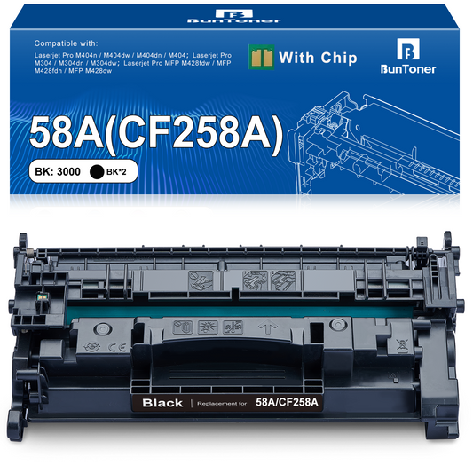 58A CF258A Toner Cartridge (with Chip) Compatible for HP 258 58A CF258X 58X for Laserjet Pro M404n M404dw M404dn M404 M428 M428dw M428fdn M428fdw M406 M304 Printer (1-Black)