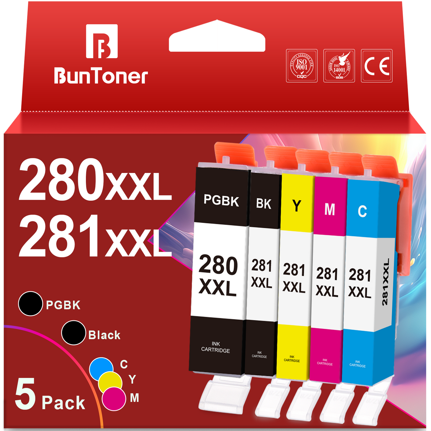 280 281 Ink Cartridges for Canon 280 and 281 PGI-280XXL CLI-281XXL Ink Cartridge Combo Pack for TR7520 TR8520 TS8300 TS6120 TS8120 TS9120 Printer (Big Black, Black, Cyan, Magenta, Yellow 5 Pack)