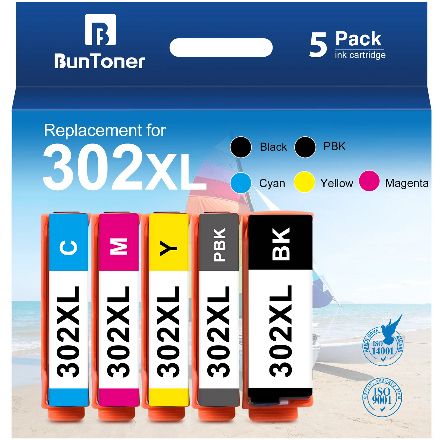 302XL Ink Cartridges for Epson 302 XL T302XL T302 for Expression Premium XP-6000 XP-6100 XP6000 XP6100 Printer (Black, Photo Black, Cyan, Magenta, Yellow)