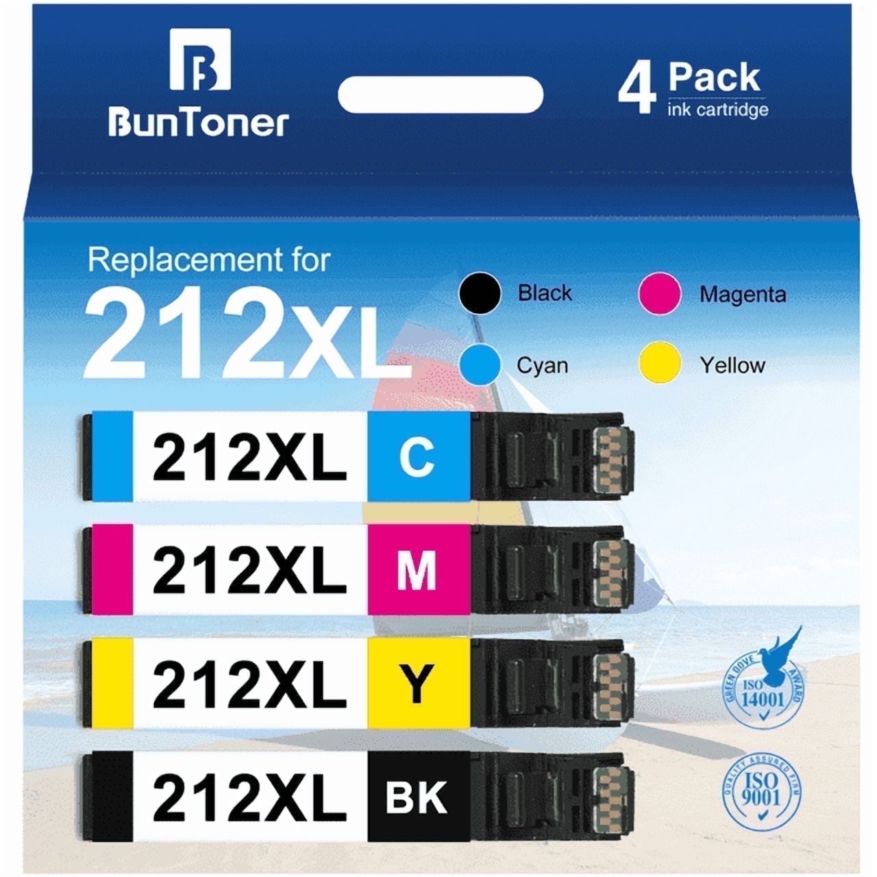 212XL Ink Cartridge Compatible for Epson 212 Ink for Epson 212XL Ink for Workforce WF-2850 WF-2830 XP-4100 XP-4105 Printer (Black Cyan Magenta Yellow, 4 Pack)