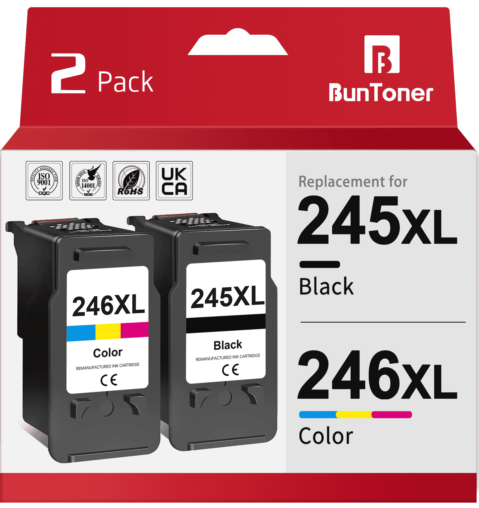 245XL Ink Cartridge for Canon Ink 245 and 246 for Canon ink 245 for Pixma MG2522 2520 MX490 TS3122 TS3322 TR4522 (Black, Tri-Color)