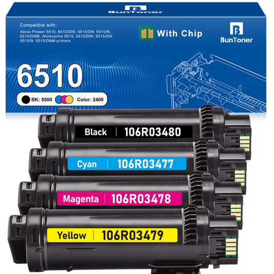 6510 Toner Cartridge Replacement for Xerox Phaser 6510 WorkCentre 6515 6510dn 6515dn Printer for 106R03480 106R03477 106R03478 106R03479 (Black, Cyan, Magenta, Yellow)