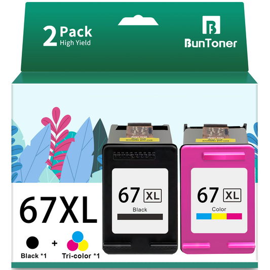 67XL Ink Compatible for HP 67 Ink Cartridge HP Ink 67 Printer Ink HP 67 for HP Envy 6000 6055 6055e 6400e 6455e Deskjet 2742e 2752e 2755e Printer ( Black and Tri-Color)