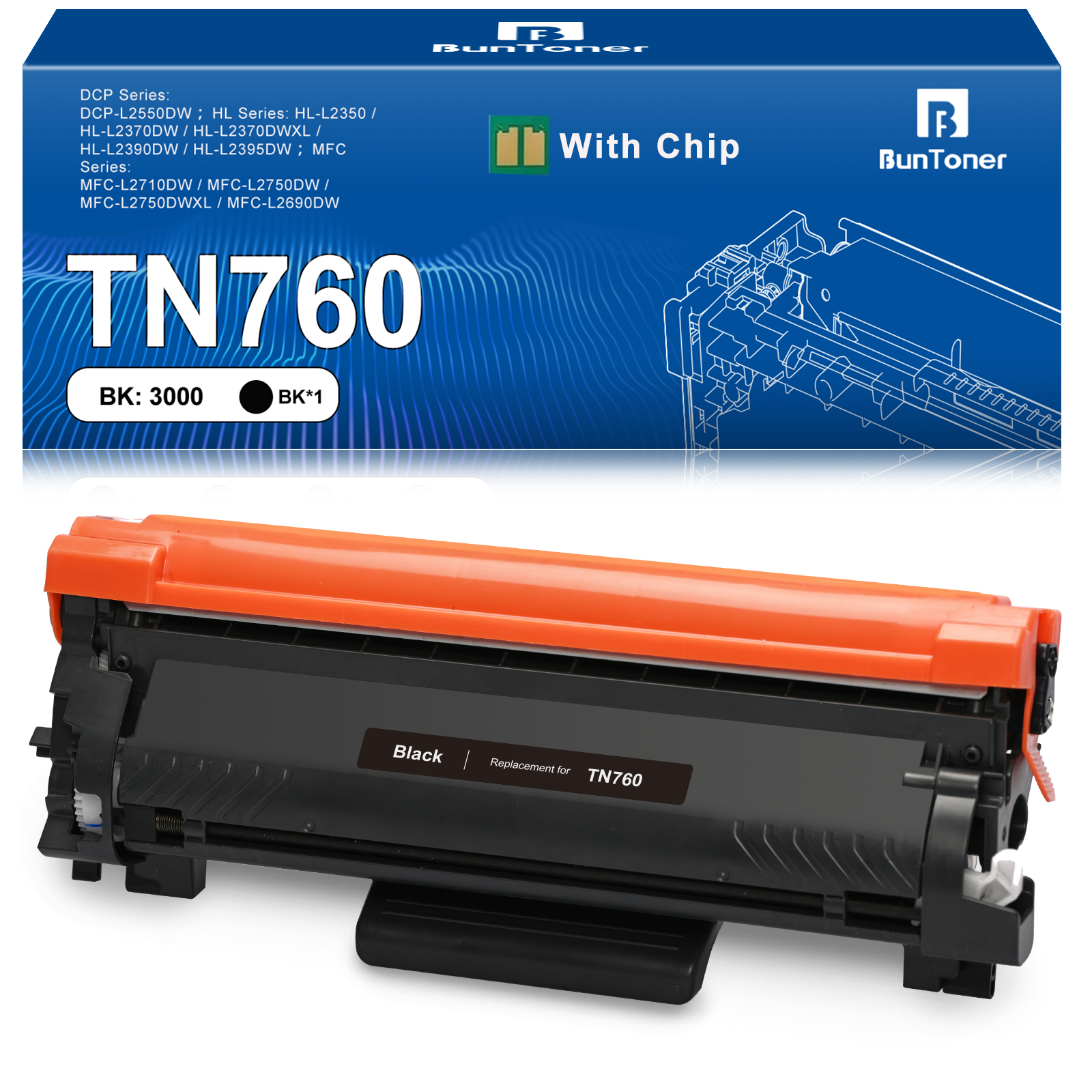 Brother TN760 Compatible Toner Cartridge（1 Black）