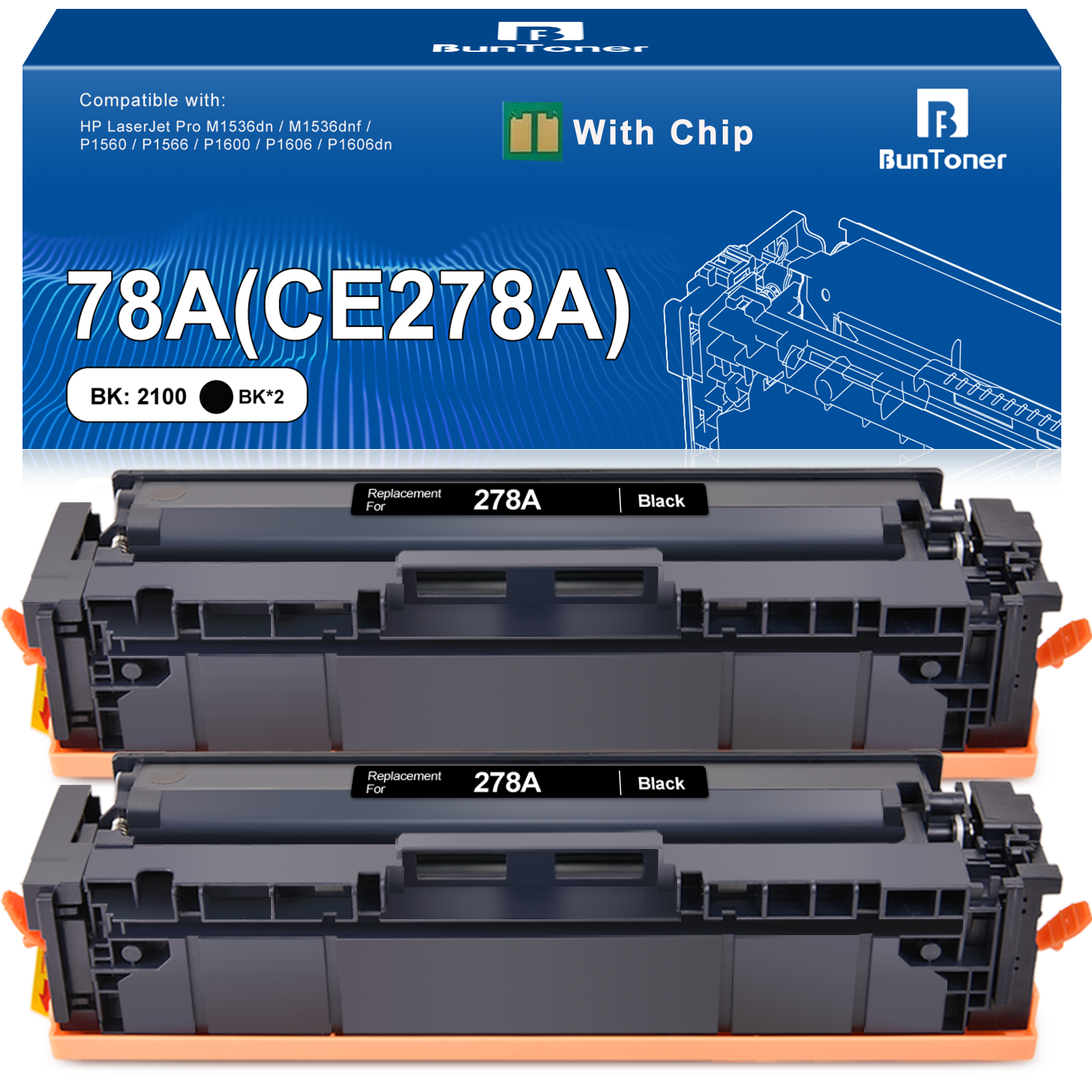 HP 78A CE278A Compatible Toner Cartridge（2 Black)
