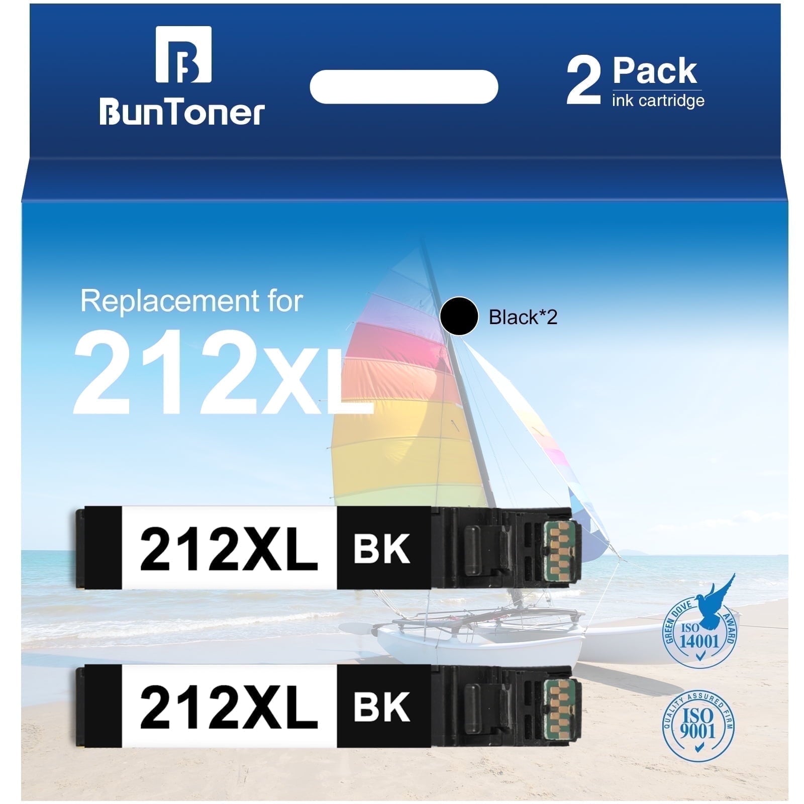 212XL Black Ink Cartridges Compatible for Epson 212XL T212XL for Epson Workforce WF-2850 WF-2830 Expression Home XP-4100 XP-4105 Printer（2 Black）