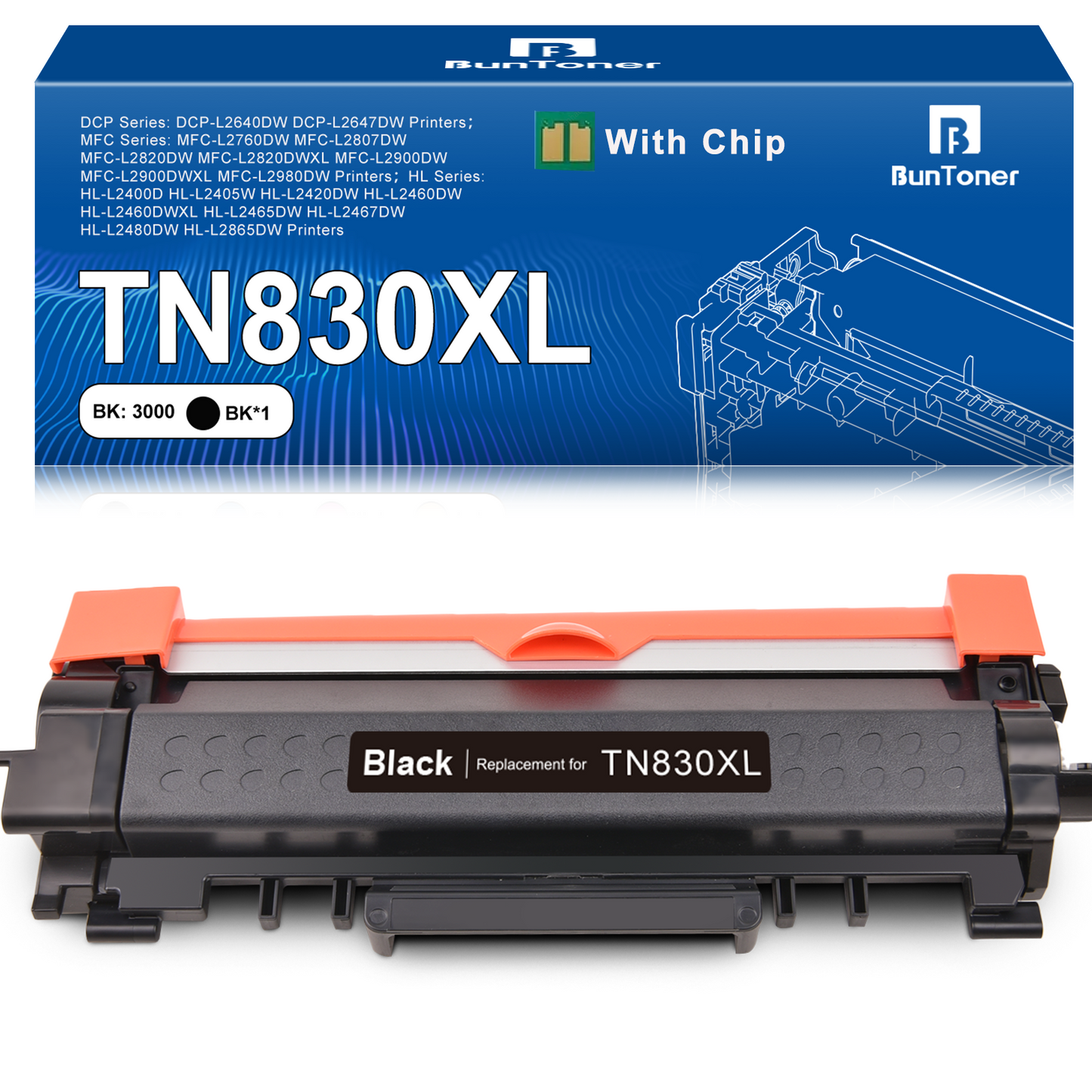 TN830 Toner Cartridge Replacement for Brother TN830 TN-830 Toner Cartridge for HL-L2400D HL-L2480DW HL-L2405W HL-L2460DW MFC-L2820DW MFC-L2820DW DCP-L2640DW Printer (1-Pack)