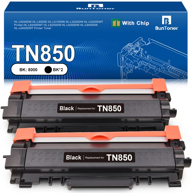 TN850 Toner Cartridge Replacement for Brother TN850 TN-850 TN820 TN 820 for use with Brother MFC-L5700DW L5850DW HL-L6200DW HL-L5200DW Printer (2 Black)