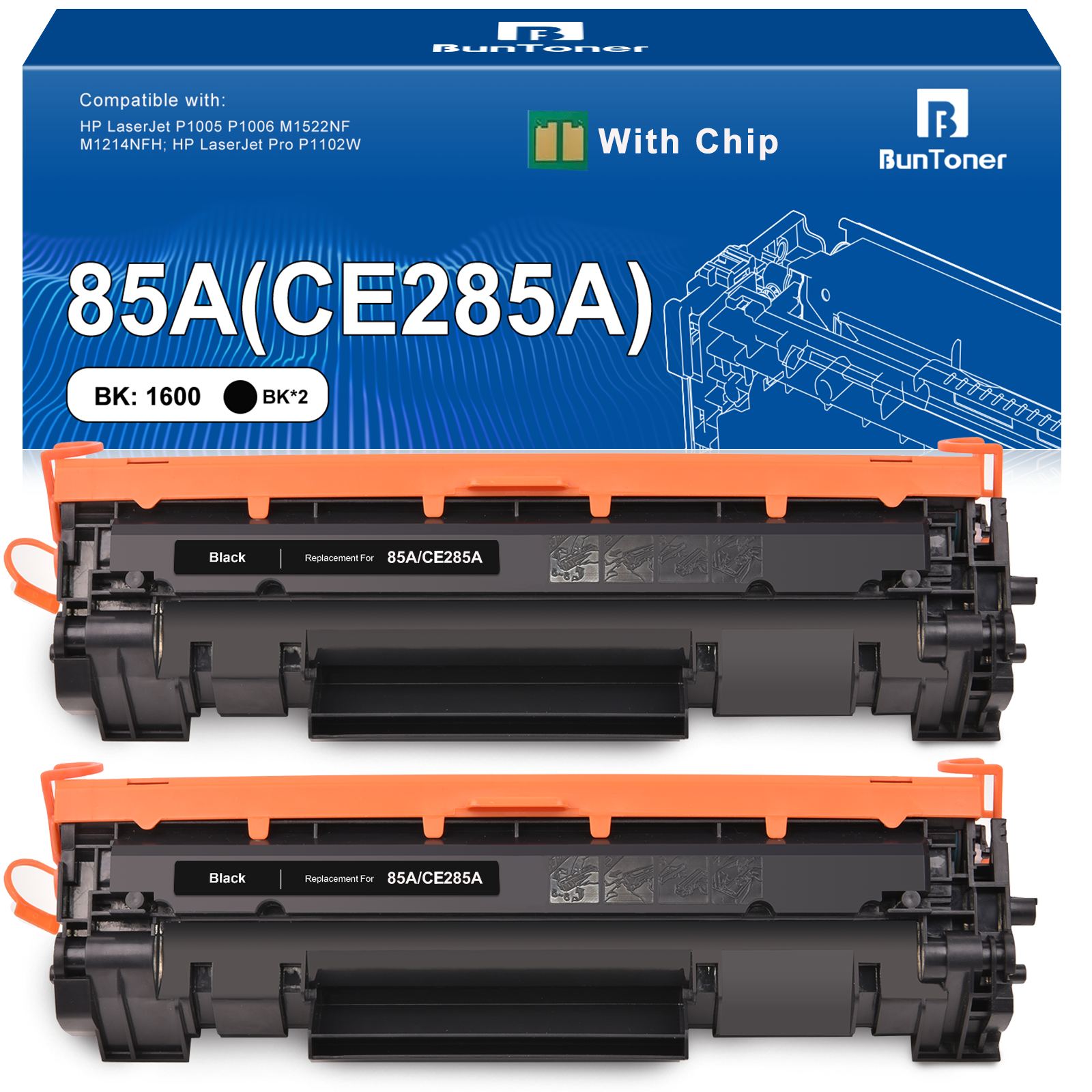 HP 85A CE285A  Compatible Toner Cartridge（2 Black)