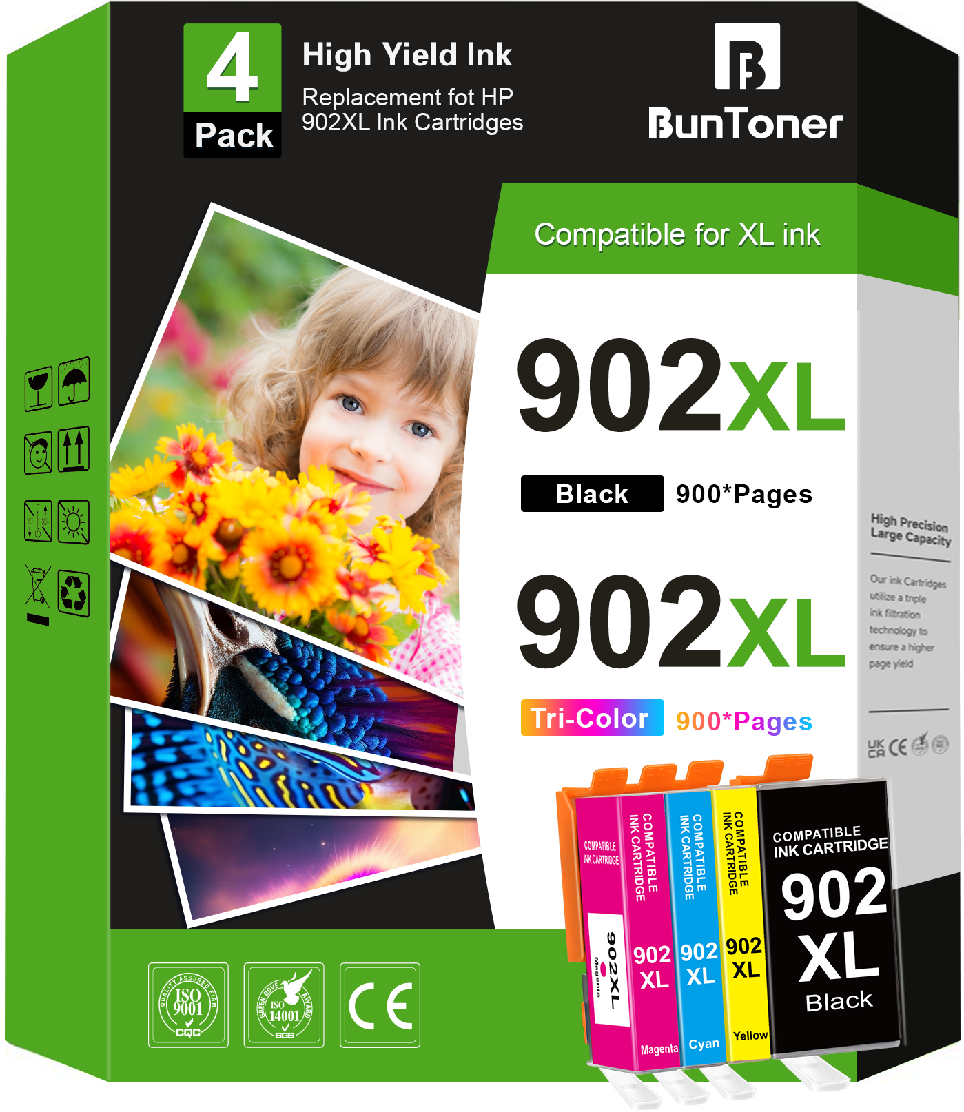 902XL Ink Compatible for 902 HP Ink Cartridges for HP 902 Ink Cartridge 4 Pack for OfficeJet Pro 6978 6970 6958 Printer