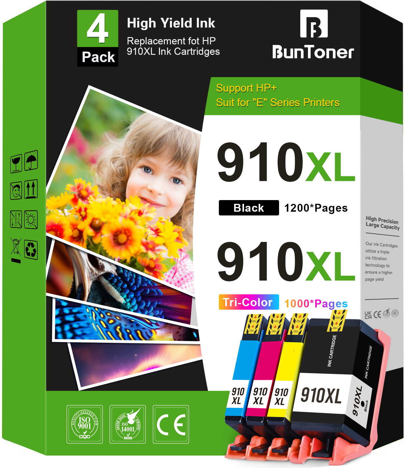 910 XL HP Printer Ink Compatible for HP 910 Ink Cartridges for HP OfficeJet Pro 8020 8025 8035 8022 8028 8015 8033, Not comaptible with "e" models Printer (Black, Cyan, Magenta, Yellow)