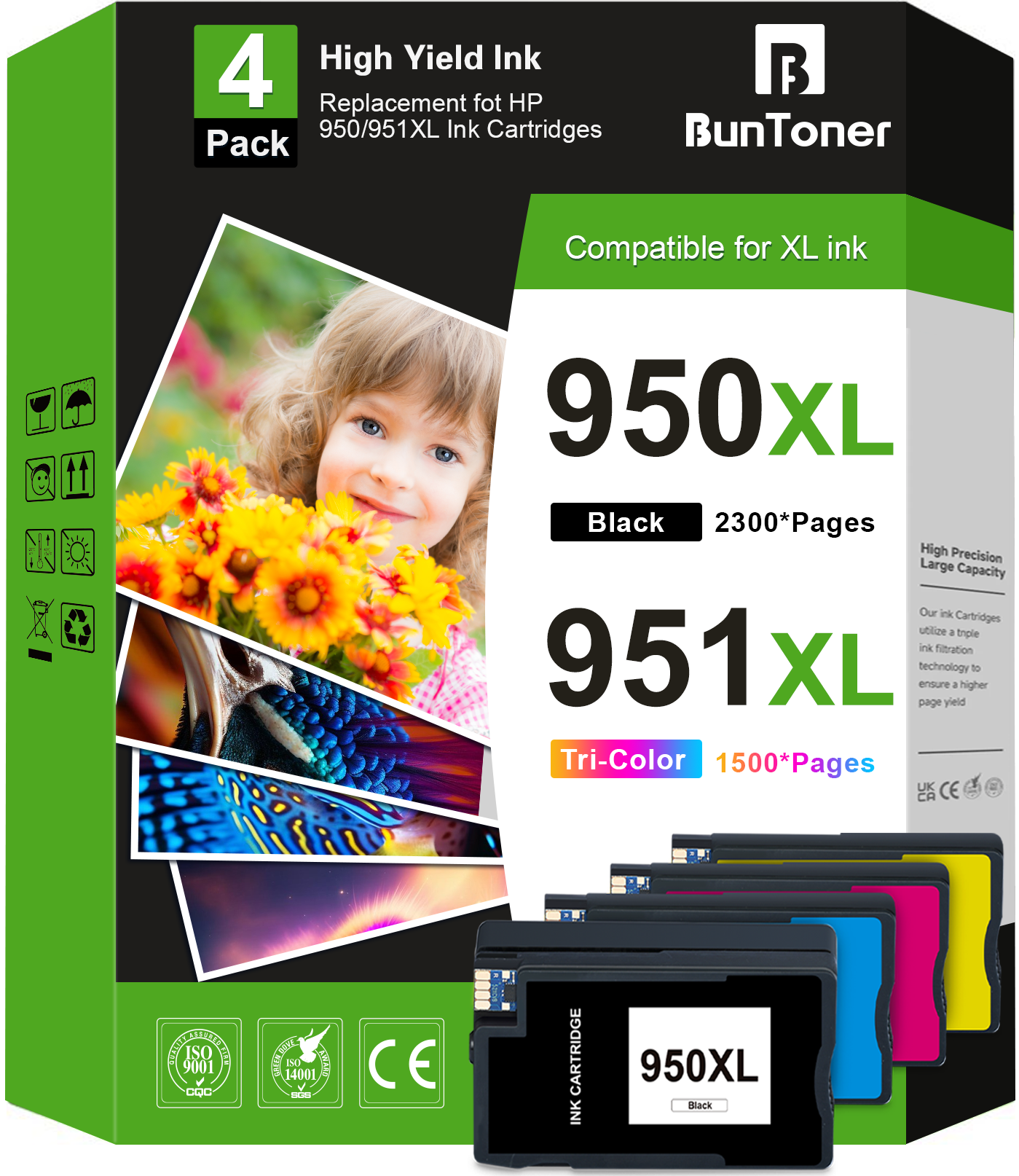 950XL 951XL Ink Cartridges Compatible for HP 950 and 951 XL Ink Cartridges Combo Pack for HP OfficeJet Pro 8600 8610 8620 8100 8630 8615 276DW 251DW Printer (Black Cyan Magenta Yellow 4-Pack)