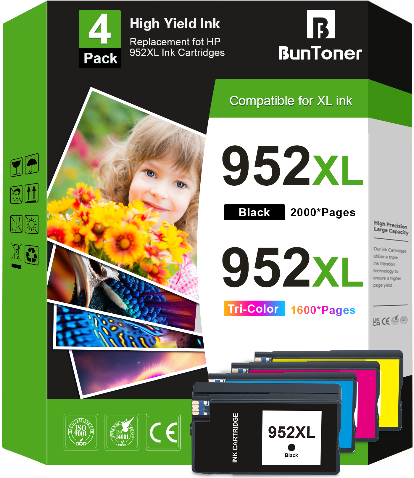 952 Ink Cartridges for HP 952XL Ink Cartridges Combo Pack (Black,Cyan, Magenta,Yellow 4-Pack)