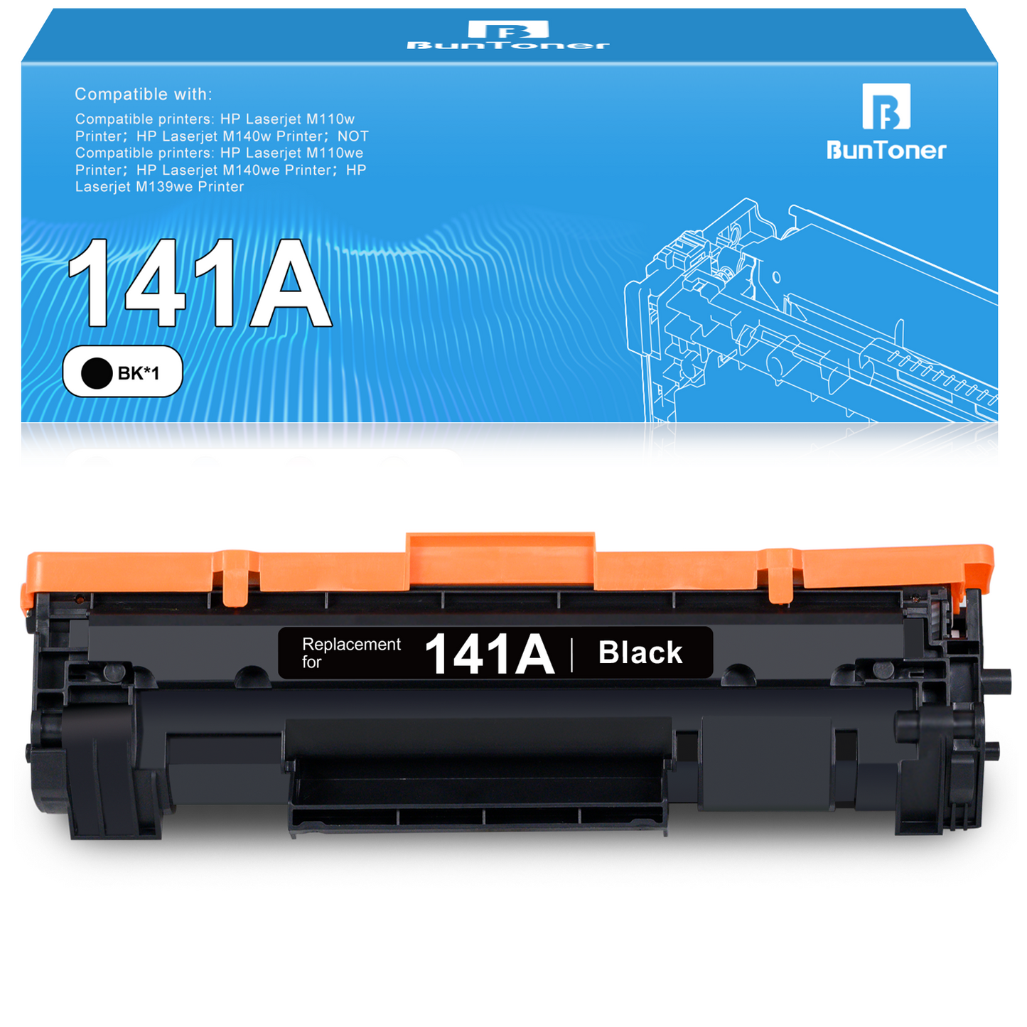 141A Toner Cartridges (With Chip) Compatible with HP 141 W1410A Work for HP Laserjet M110we M110w MFP 140we M139we M140w Printer, 1 Black