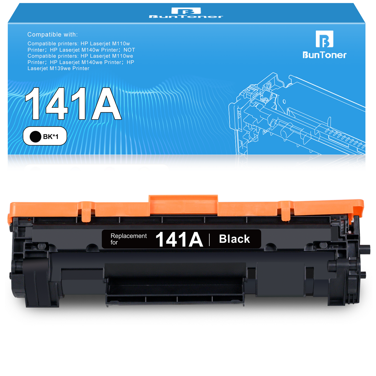 141A Toner Cartridges (With Chip) Compatible for HP 141 W1410A Work for HP Laserjet M110w M140w Printer, 1 Black