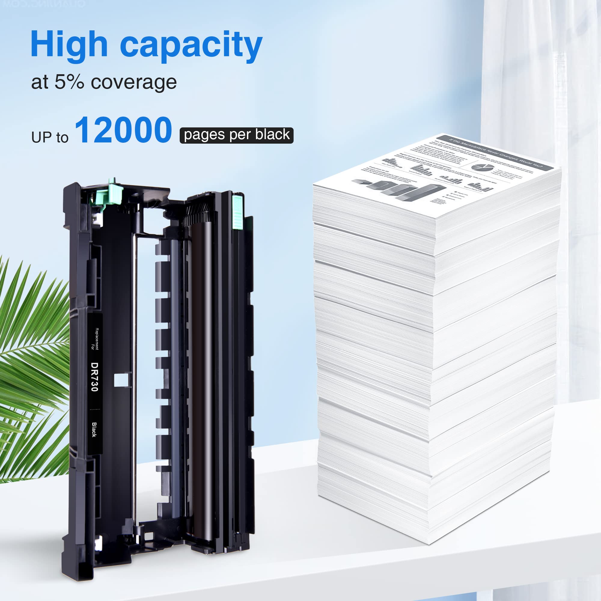 Compatible brother DR730 Super High Yield Black Toner （2 black）