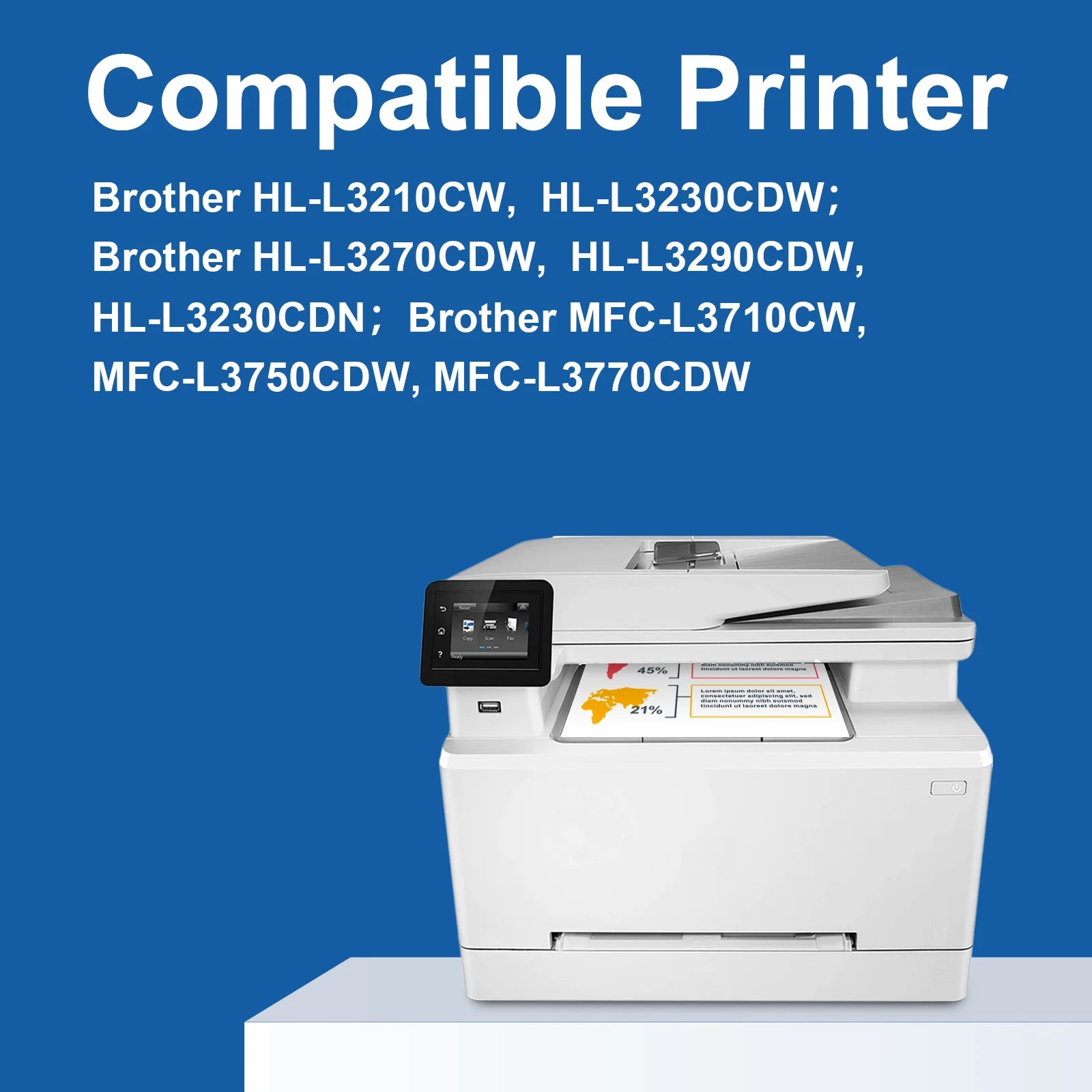 Compatible Brother TN227 / TN223 Toner Cartridge 4-Pack (Black, Cyan, Magenta, Yellow)