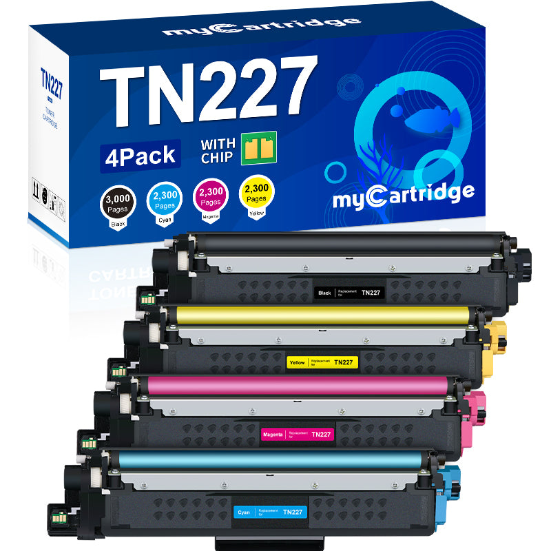 Compatible Brother TN227 / TN223 Toner Cartridge 4-Pack (Black, Cyan, Magenta, Yellow)